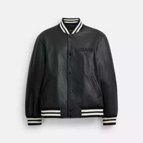 Varsity-jakke i skinn