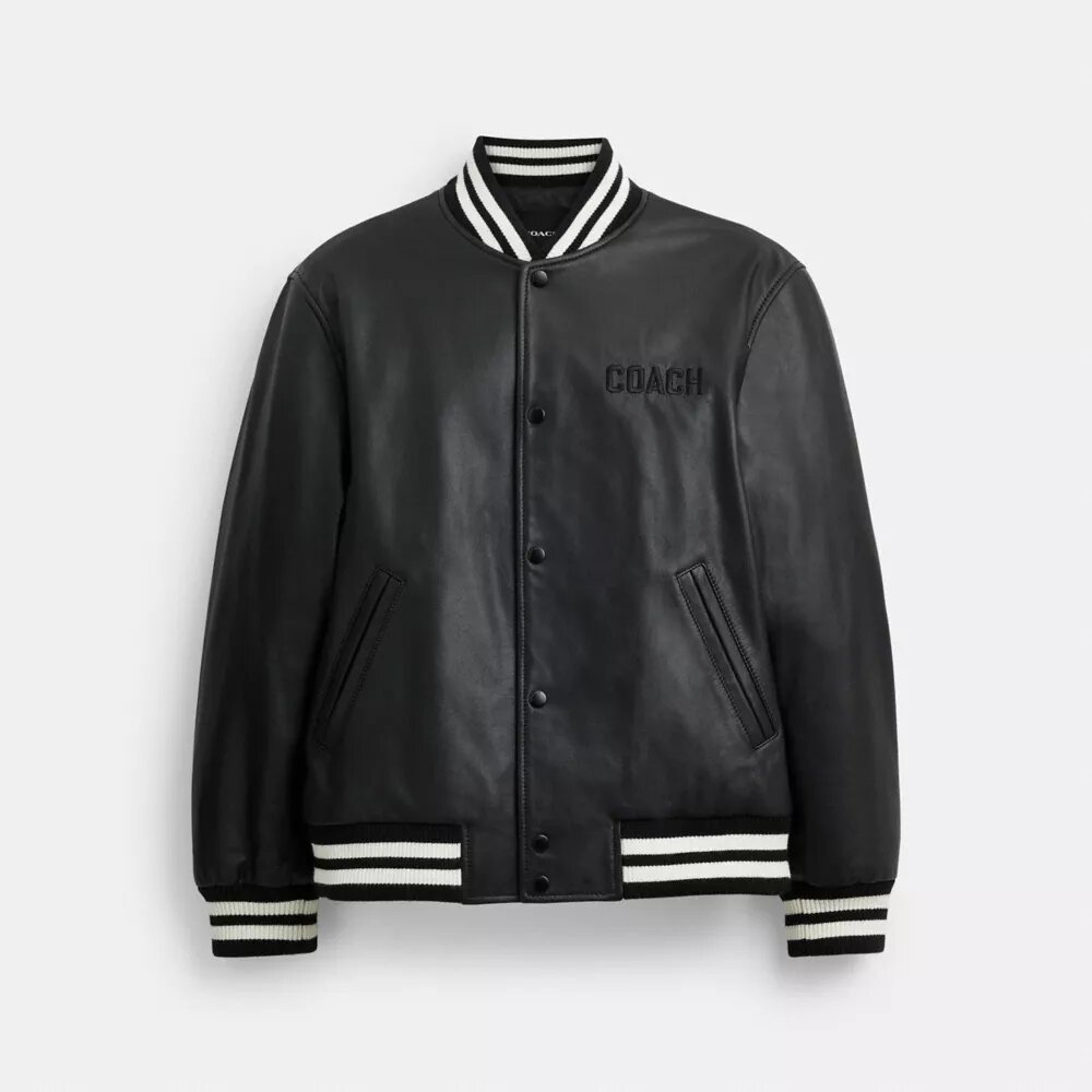 Varsity-jakke i skinn