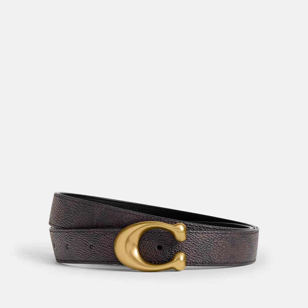 Vendbart belte med skulpturert C-spenne, 25 mm