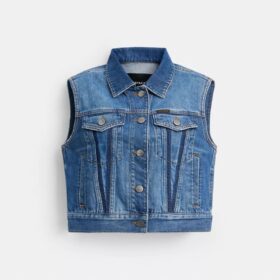 Vester i krympet denim i arbeidsklærstil