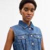 Vester i krympet denim i arbeidsklærstil
